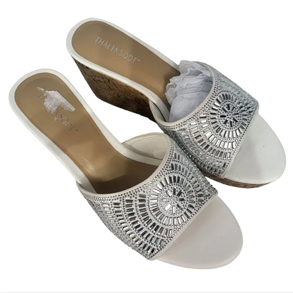 Thalia Sodi Jae Cork Platform Wedge Sandals 8 - Picture 3 of 4